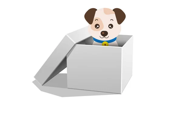 Puppy Paper Box — Stock Vector