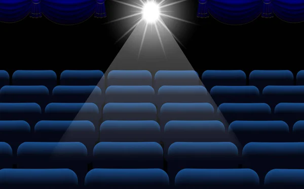 Сині стільці в кінотеатрі в залі — стоковий вектор