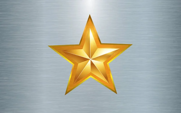 Gold star on the silver plate background — Stock Vector