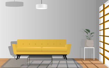 yellow sofa with table in the living room