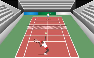 stadyumda tenis kortu oyuncular