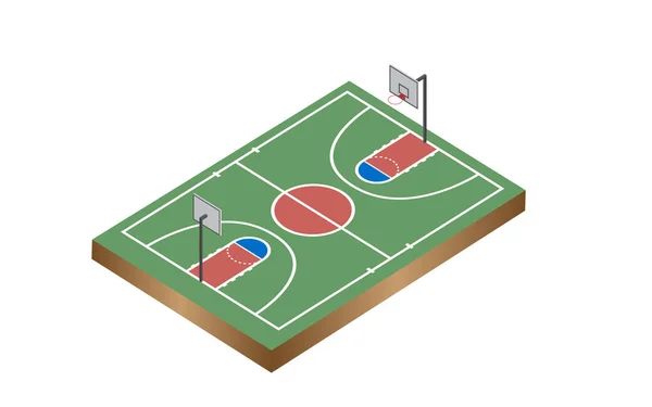Landschaft Des Outdoor Basketballfeldes Bei Tag — Stockvektor