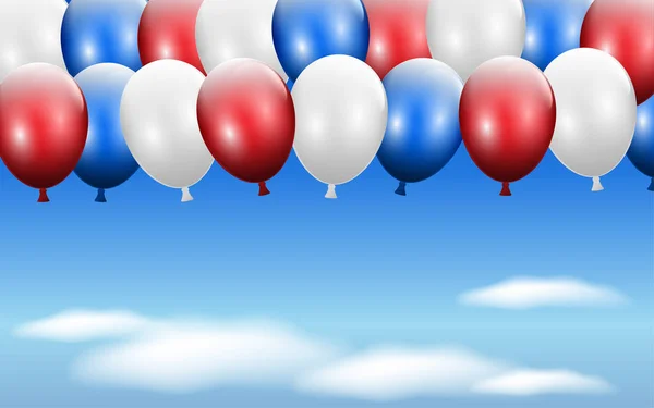 Bunte Luftballons Mit Wolken Blauen Himmel — Stockvektor