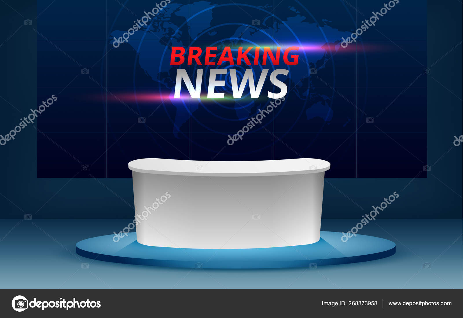 Table With Breaking News On Lcd Background In The News Studio Room Stock Vector Image By C Aekaek Gmail Com