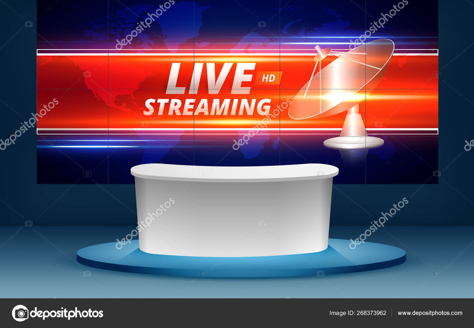 Table With Live Hd On Lcd Background In The News Studio Room Stock Vector Image By C Aekaek Gmail Com