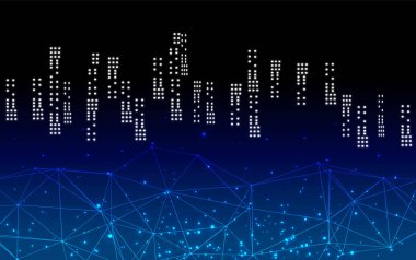  gece şehirde teknoloji dijital ağ