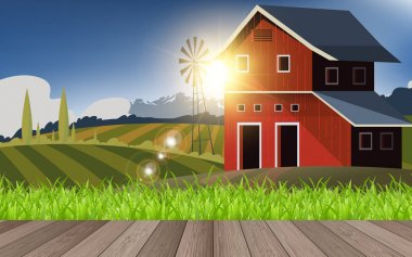 sabah çiftlikte ahır görünümü