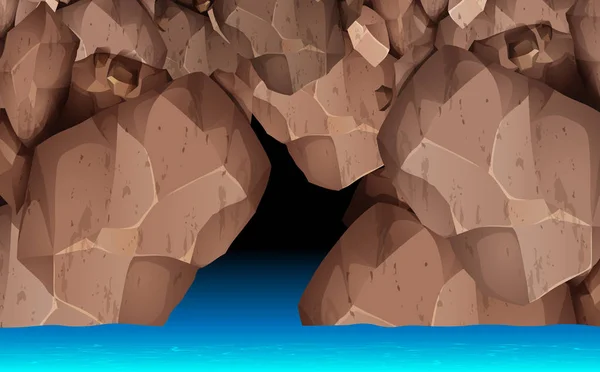 海の岩の洞窟の風景 — ストックベクタ