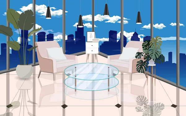 Sofa i szklany stolik w salonie — Wektor stockowy