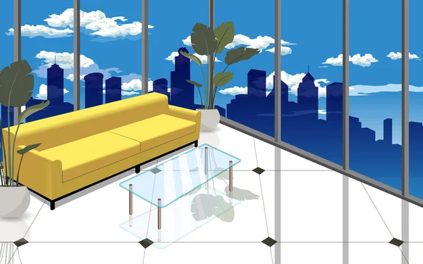 Sofa und Glastisch im Wohnzimmer — Stockvektor