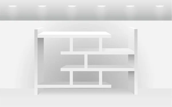 Estante Blanco Luz Habitación Blanca — Vector de stock