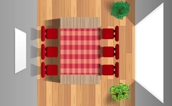 Table et chaises dans la salle à manger — Image vectorielle