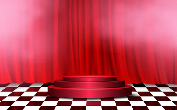 Podio rojo con cortina roja en el escenario — Archivo Imágenes Vectoriales