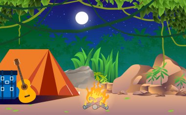 gece ormanda kamp çadırı