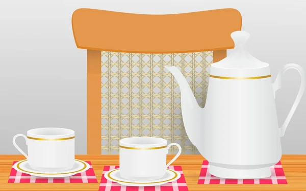 Горячий чай на деревянном столе — стоковый вектор