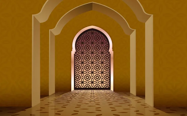 Vista da porta na mesquita — Vetor de Stock