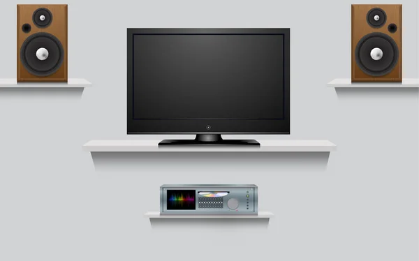 Lcd Caixa Televisão Alto Falante Fundo Branco — Vetor de Stock