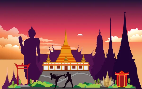 Paisagem Templo Tailândia — Vetor de Stock