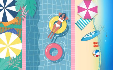 plajda otelde yüzme havuzu