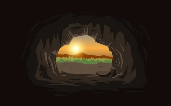 Höhle Auf Den Klippen Morgen — Stockvektor