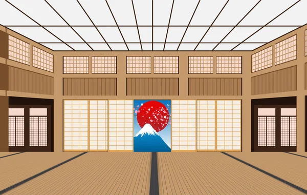 Dojo Decoração de interiores em Japão —  Vetores de Stock