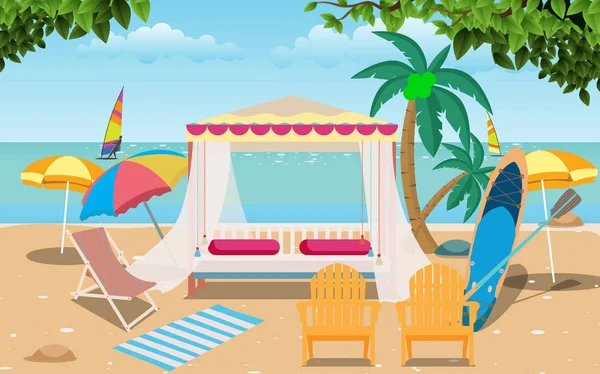 Cabana in resort on the beach — Stock Vector