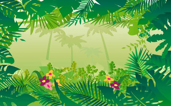 Blume und Pflanze im Dschungel — Stockvektor