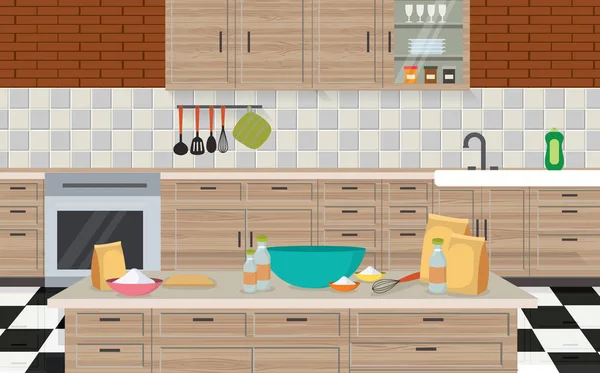 Mutfak odası iç dekorasyonu — Stok Vektör