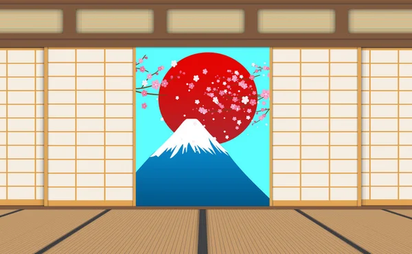 Japonya'da dojo odası iç dekorasyon — Stok Vektör
