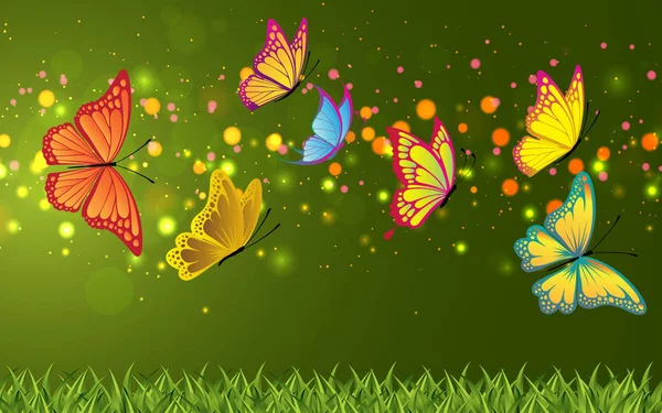 Papillon coloré avec fond abstrait coloré — Image vectorielle