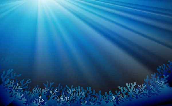 Корал з сонячним світлом під водою в глибокому океані — стоковий вектор