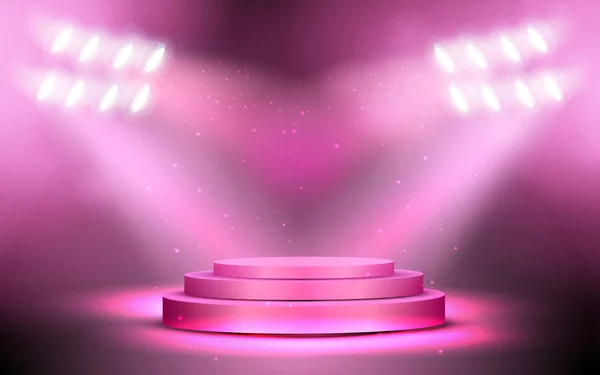  stüdyo odasında spot ışık ile pembe podyum