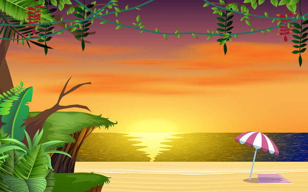 пейзаж пляжа на закате летом