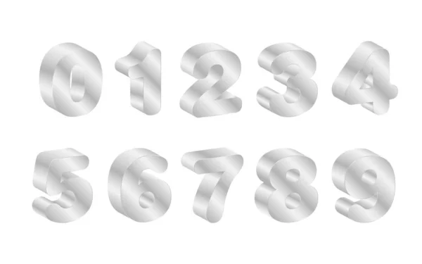 白い背景の銀色の数字のアイコン — ストックベクタ