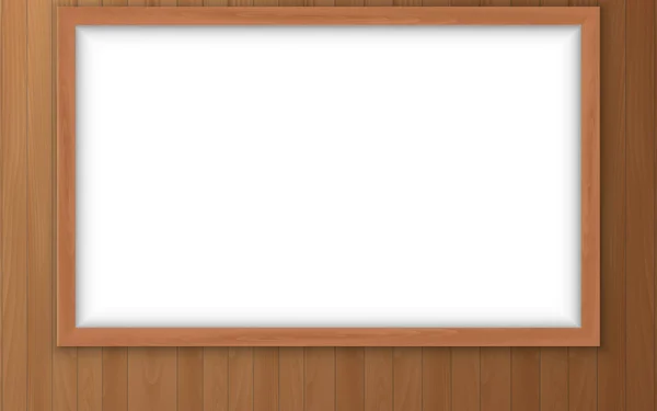 木製の壁の背景に画像フレーム — ストックベクタ