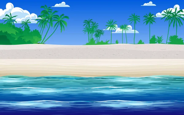 Krajina na pláži na ostrově v létě — Stockový vektor