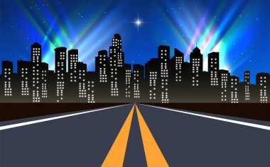  gece şehre yol peyzaj