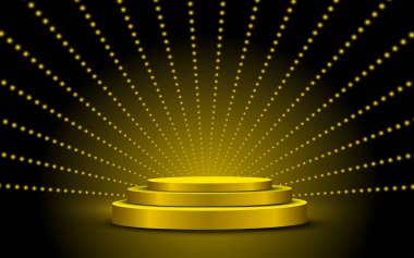 stüdyo odasında altın podyum ve altın ışık