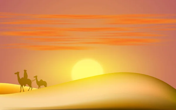 日落沙漠的风景 — 图库矢量图片