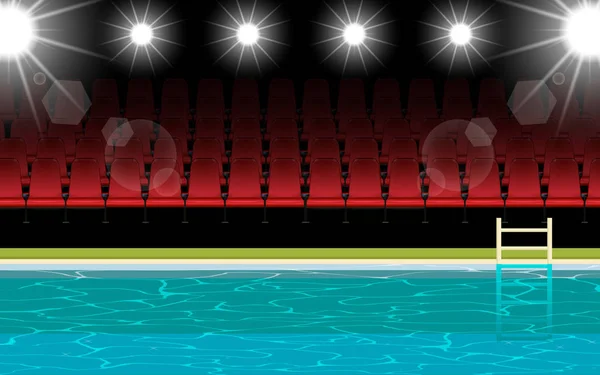 Salonda Sandalye Ile Kapalı Yüzme Havuzu — Stok Vektör