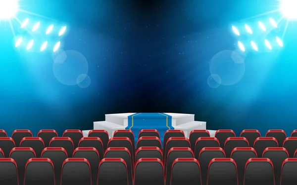 Stühle Und Bühne Mit Scheinwerfer Saal — Stockvektor
