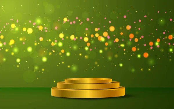 Golden Podium Colorful Light Green Background — Stock Vector