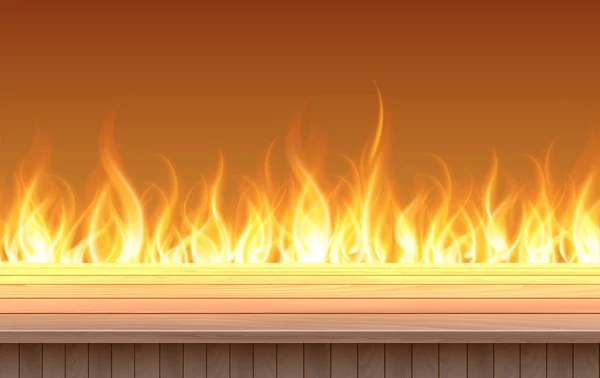 Wooden Table Flame Background — Stock Vector