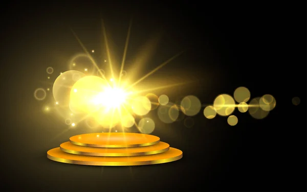 Золотой Подиум Золотом Абстрактном Фоне — стоковый вектор
