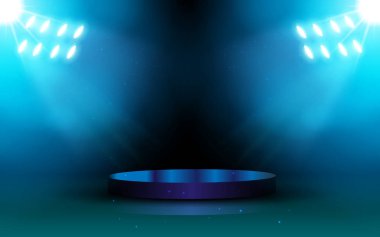  stüdyo odasında spot ile mavi stand