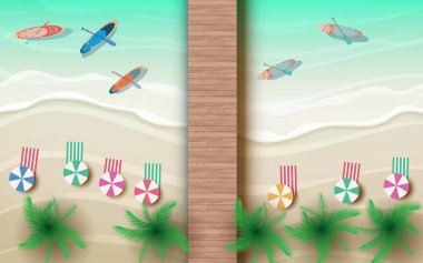 gündüz plajda üst görünümü ahşap köprü