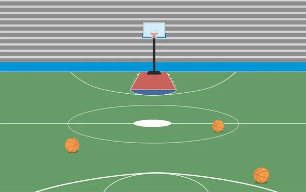 Salonda Kapalı Basketbol Sahası — Stok Vektör