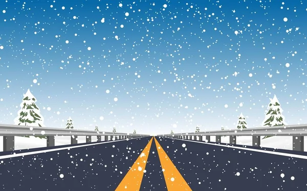 Karlı bir günde yol manzarası
