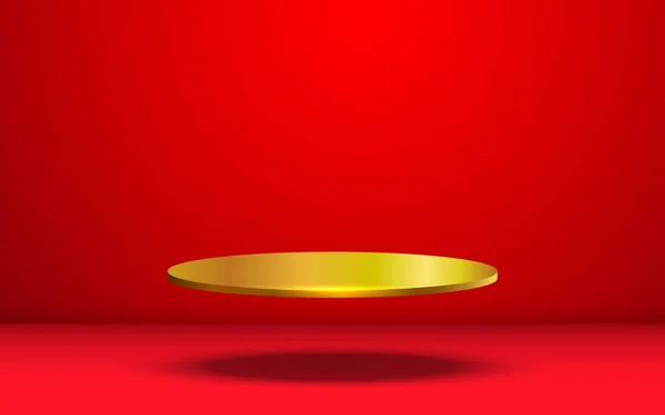 赤い部屋の金色の表彰台 — ストックベクタ