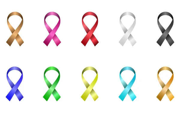 Colorful Ribbon Set White Background — Stock Vector